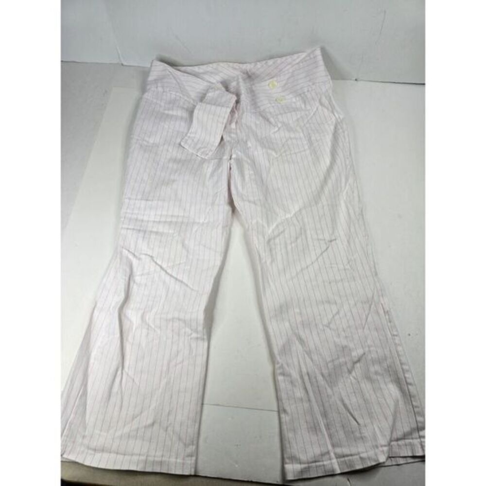 Vintage 1950s 1960s Style White Pinstripe Gaucho trousers Crop‎ wide leg Size 2X